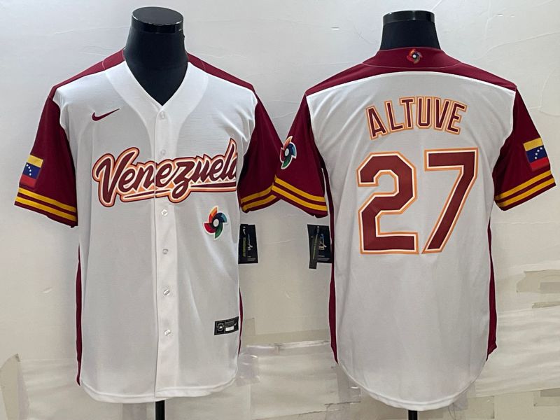 Men 2023 World Cub Venezuela #27 Altuve White Nike MLB Jersey9->more jerseys->MLB Jersey